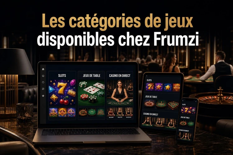 Les catégories de jeux disponibles chez Frumzi